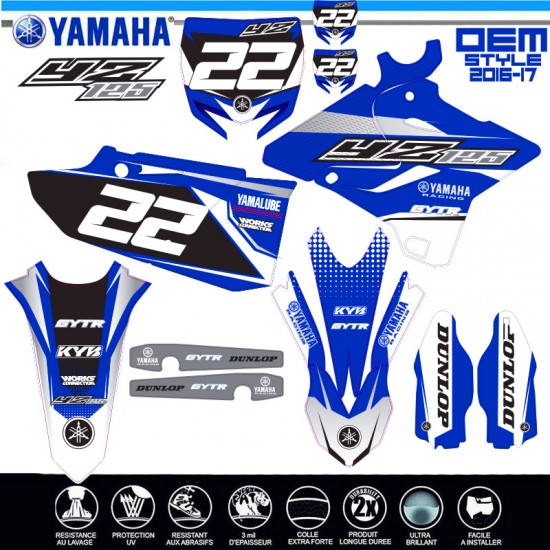 Dekorationsset für Motorradaufkleber YAMAHA YZ 125-250 2015-2021 OEM STYLE von Decografix.