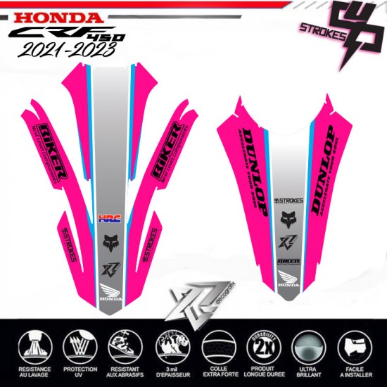 FULL HONDA CRF 450 PINK 4 STOKES GRAPHICS with fenders for CRF 2021-23 by Decografix
