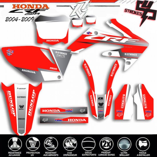 Grafik kit für HONDA 250CRF 2004-2009 4 STROKES grau von decorafix.