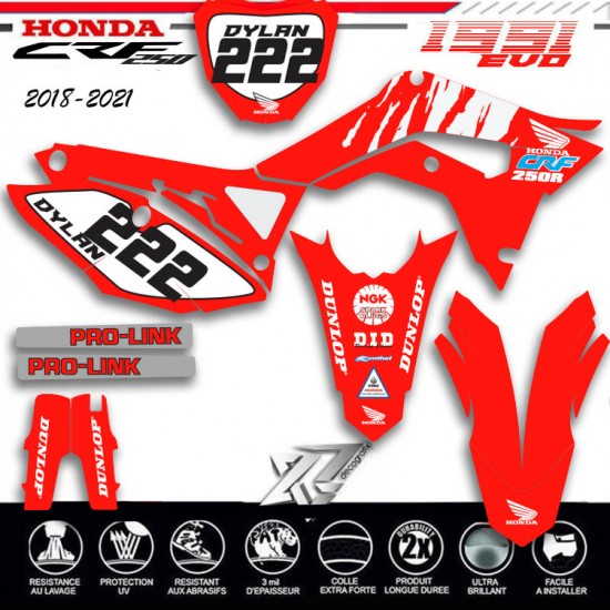 Grafik kit für HONDA 250CRF 1991 REPLICA 2018-2021 von decografix.