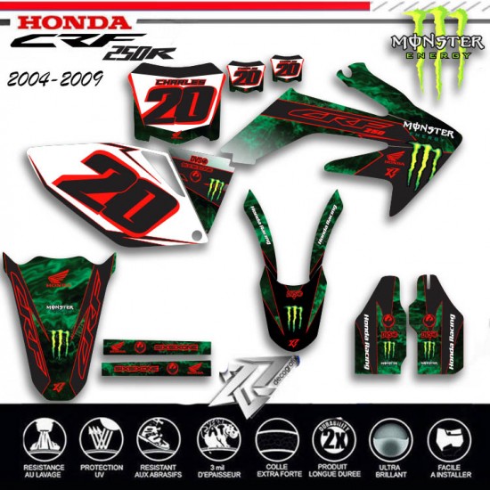 Grafik kit für HONDA 250CRF  2004-2009 Monster von decografix.