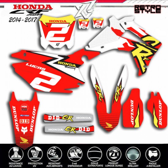 Grafik kit für HONDA 250CRF 2014-2017 RETRO STYLE von decografix.