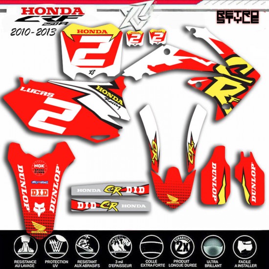 RETRO STYLE HONDA CRF250 Decals kit 2010-2013 by decografix.
