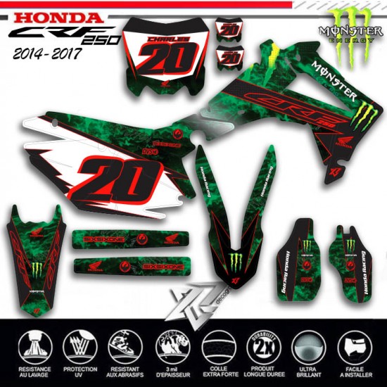 MONSTER ENERGY HONDA CRF250 Decals kit 2014-2017 by decopgrafix.