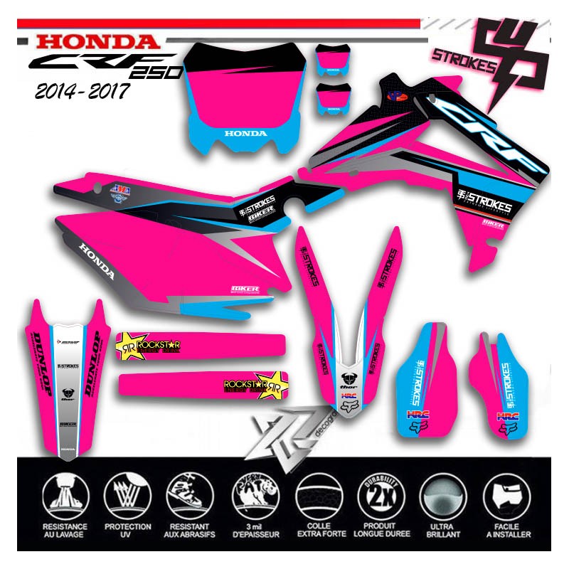 Grafik kit für HONDA 250CRF 2014-2017 4STROKES rosa von décografix.