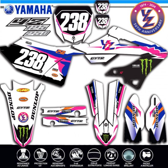 Dekorationsset für Motorradaufkleber YAMAHA YZ250 2022-2024 50. Jahrestag