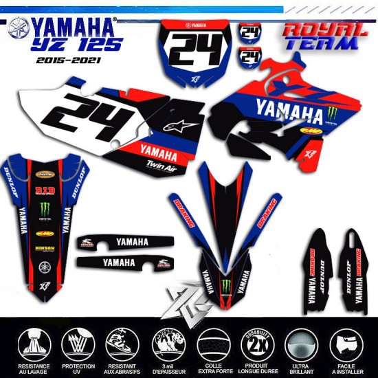 Dekorationsset für Motorradaufkleber YAMAHA YZ125  YZ250 2015-2021 ROYAL TEAM Von decografix.