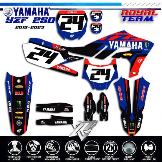 Dekorationsset für Motorradaufkleber YAMAHA YZF250  2019-2023 ROYAL TEAM von decografix.