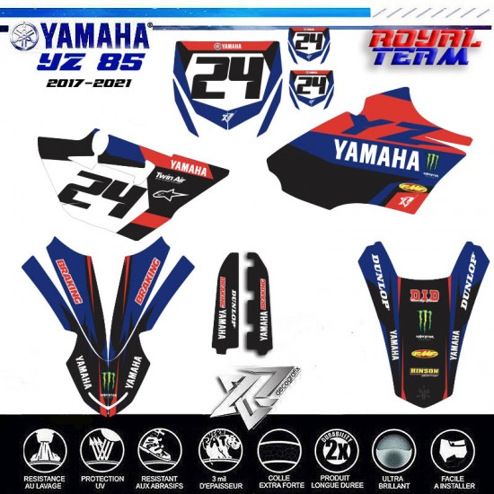 Grafik-Kit für Yamaha YZ85 2017-2021 ROYAL TEAM von decografix.