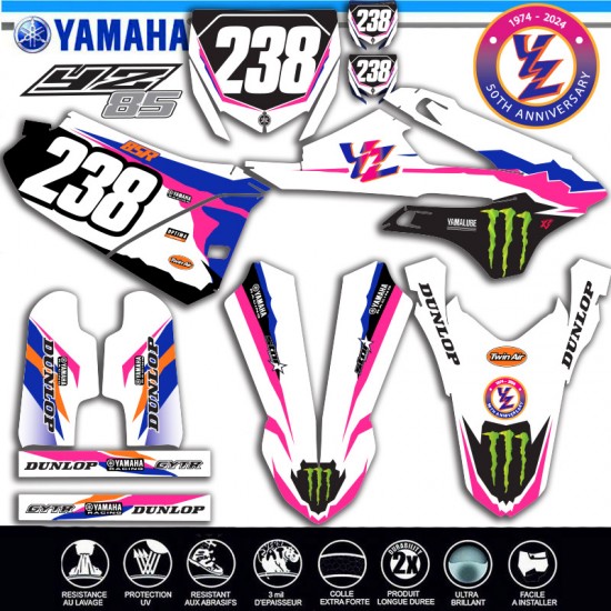 Grafik-Kit für Yamaha YZ85 2022-2024 50. Jahrestag