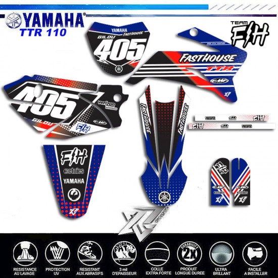 FULL YAMAHA TTR 110 TEAM FASTHOUSE Decals kit by décografix.