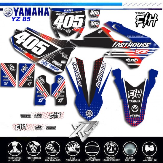 GRAPHIC KIT YAMAHA 85YZ 2022-2024 TEAM FASTHOUSE by décografix.