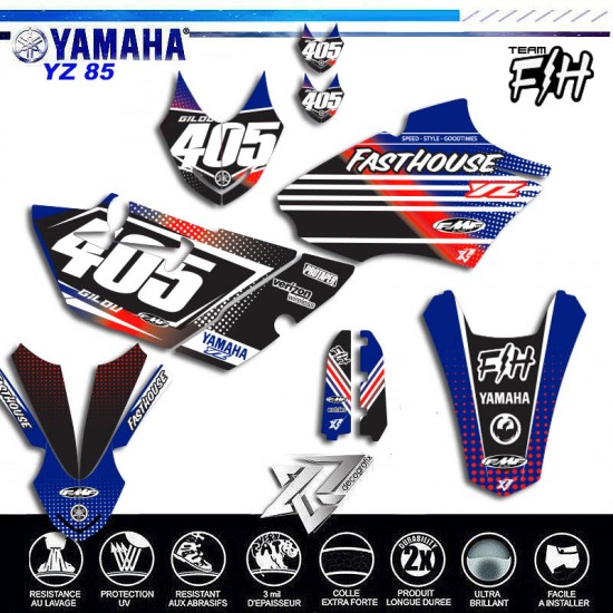 Grafik-Kit für Yamaha YZ85 2015-2021 TEAM FASTHOUSE von décografix.