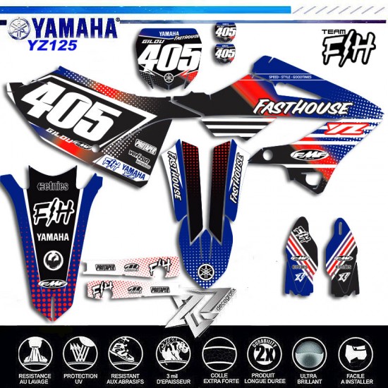 Decals kit YAMAHA YZ 125 2022-2023 TEAM FASTHOUSE by décografix.