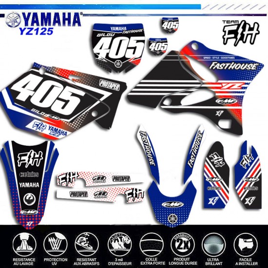 Decals kit YAMAHA YZ 125  2006-2014 TEAM FASTHOUSE by decografix.