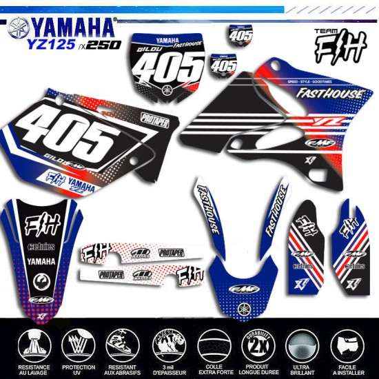 Decals kit YAMAHA YZ 250  2006-2014 TEAM FASTHOUSE by decografix.