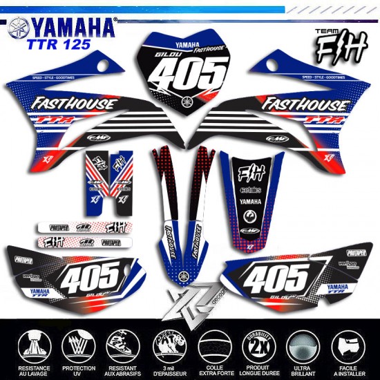 GRAPHIC KIT YAMAHA TTR 125 TEAM FASTHOUSE 2008-2024 by decografix.