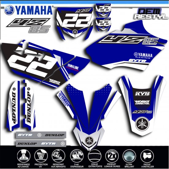 Grafik-Kit für Yamaha YZ85 2015-2021 OEM STYLE von décografix.