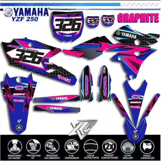 Decals kit YAMAHA YZF 250 YZF 450 2014-2018 GRAPHITE by decografix.