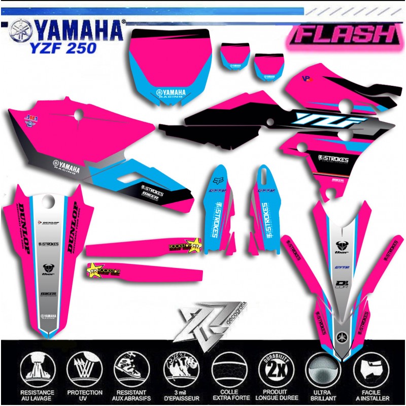 Decals kit YAMAHA YZF 250 YZF 450 2014-2018 4STROKES PINK by decografix.