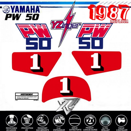 Grafik kit für PW50 1987 REPLICA YZINGER YAMAHA PW 50 von Decografix.