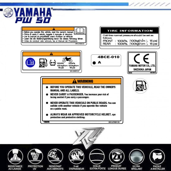 PW50 YAMAHA SECURITY STICKERS by Decografix