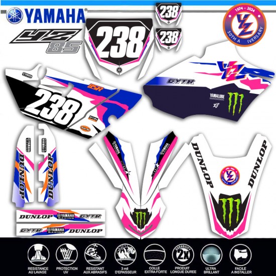 Motorrad-Dekorationsset YZ 85 50. Jahrestag YAMAHA 2015-2021 von Decografix.fr