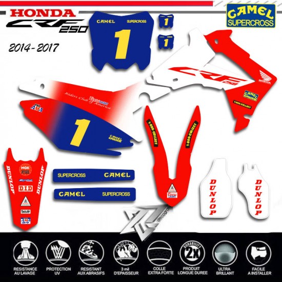 Grafik kit für HONDA 250 CRF 2014-2017 CAMEL supercross von décografix.