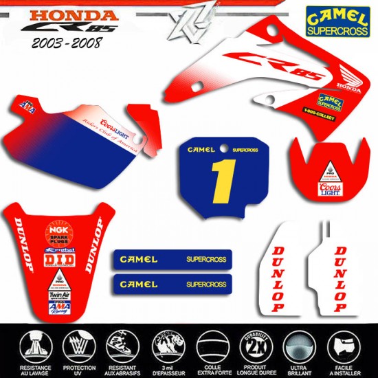 Dekorkit fur HONDA CR85 Aufklebe CAMEL supercross