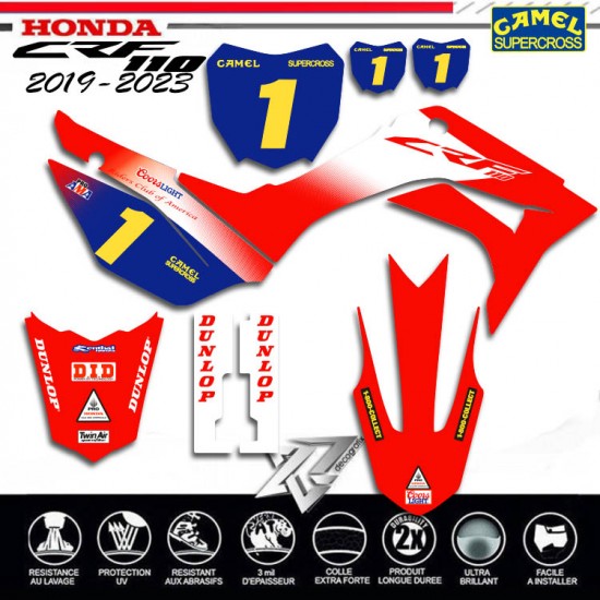 Dekor kit für HONDA CRF 110 2019-2023 CAMEL supercross vonn decografix.