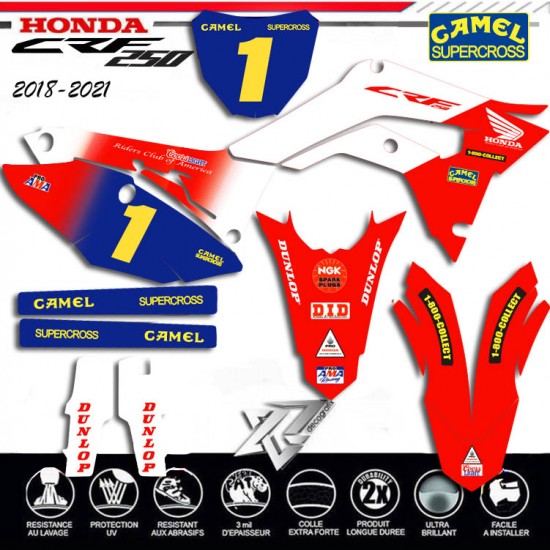 CAMEL supercross HONDA CRF250 Decals kit 2018-2021 by décografix.