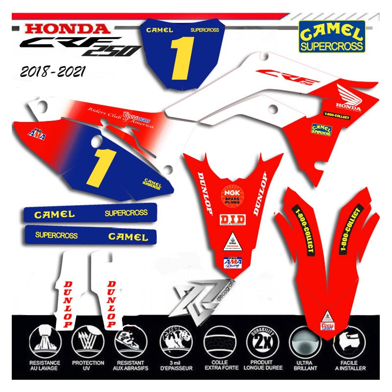 Grafik kit für HONDA 250 CRF 2018-2021 CAMEL supercross von décografix.