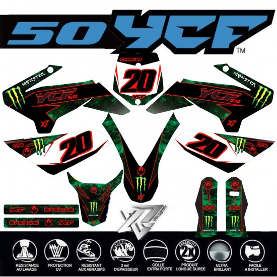 copy of YCF50 MONSTER ENERGY DECALS KIT 2020-2021