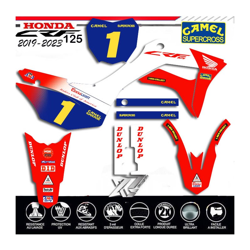 Grafik kit für HONDA 125CRF 2019-2023 CAMEL supercross von décografix.