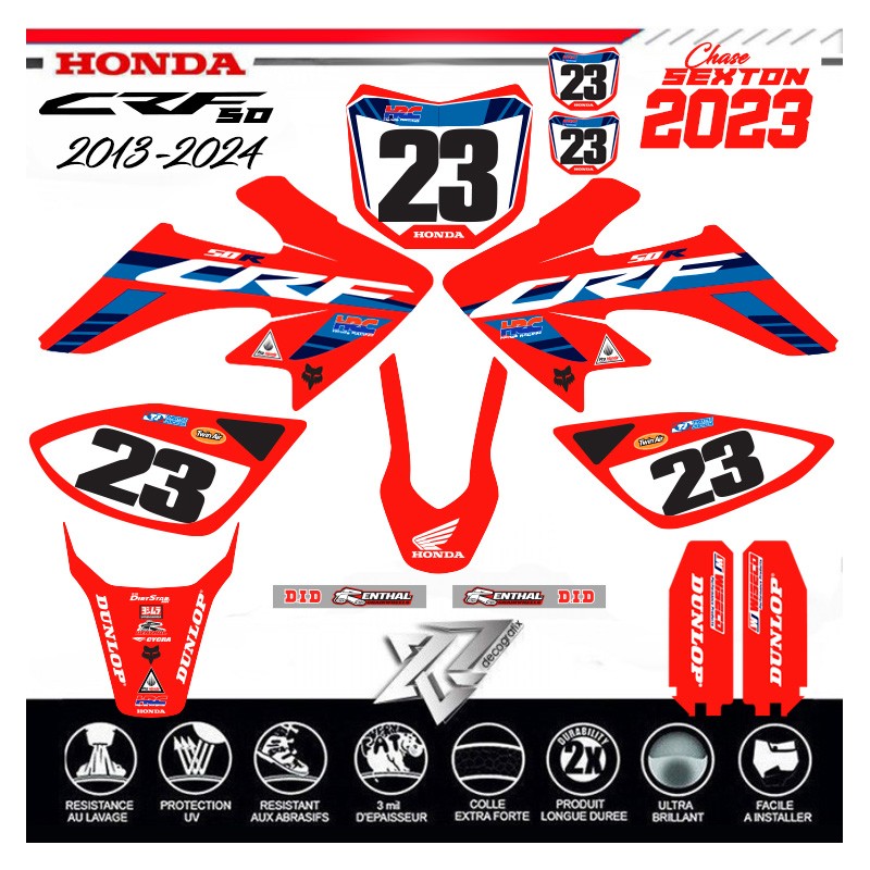 Motorrad-Dekorationsaufkleber HONDA 50 CRF TEAM USA SEXTON 2023
