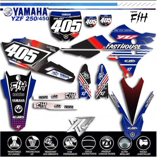 Decals kit YAMAHA YZF 250 YZF 450 2014-2018 FASTHOUSE by deecografix.