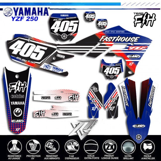 Decals kit YAMAHA YZF 250  2019-2023 TEAM FASTHOUSE by décografix.
