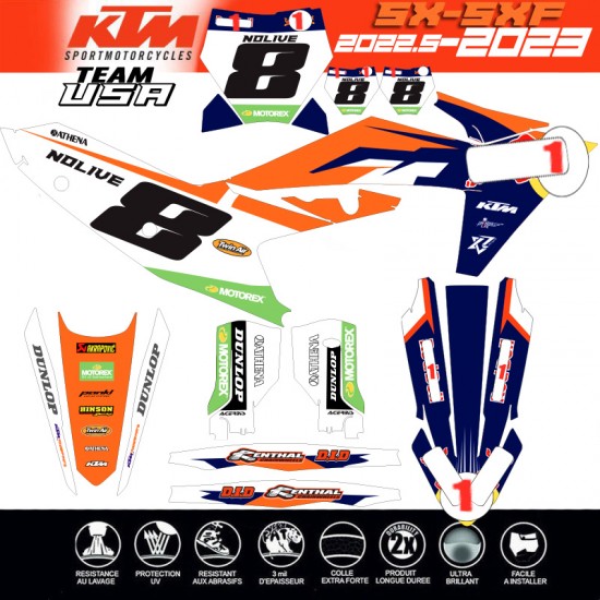 Kit déco KTM SX-SXF 2023 125-250-450 TEAM USA