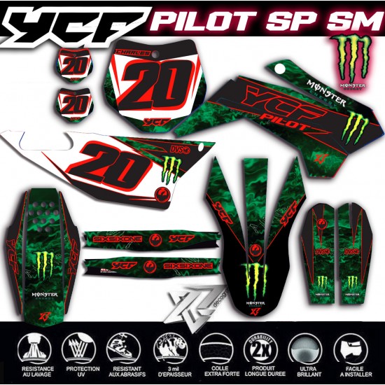 YCF PILOT SM SP Monster Energy Decals kit