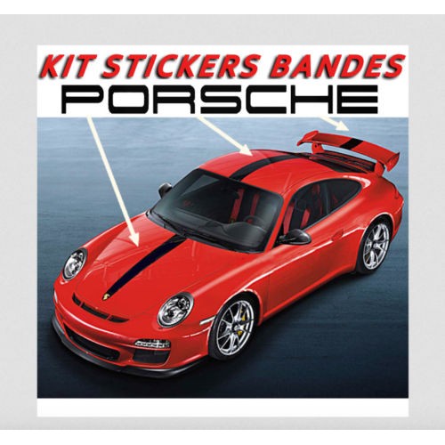 Kit stickers bandes Porsche -Noir MAT