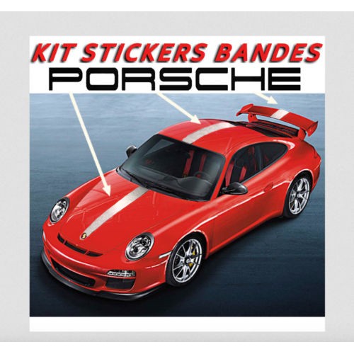 Kit stickers bandes Porsche -Noir BRILLANT