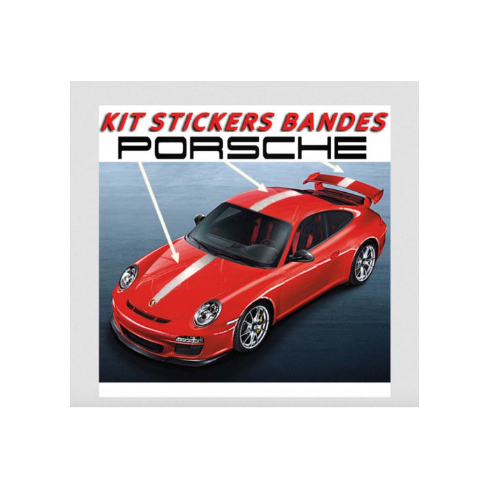 Kit stickers bandes Porsche -Argent Brillant Sterling
