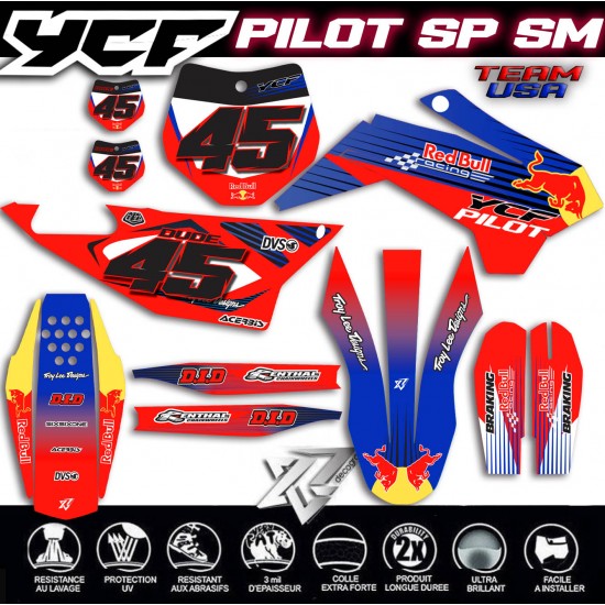 YCF PILOT SM SP TEAM USA Decals kit by decografix