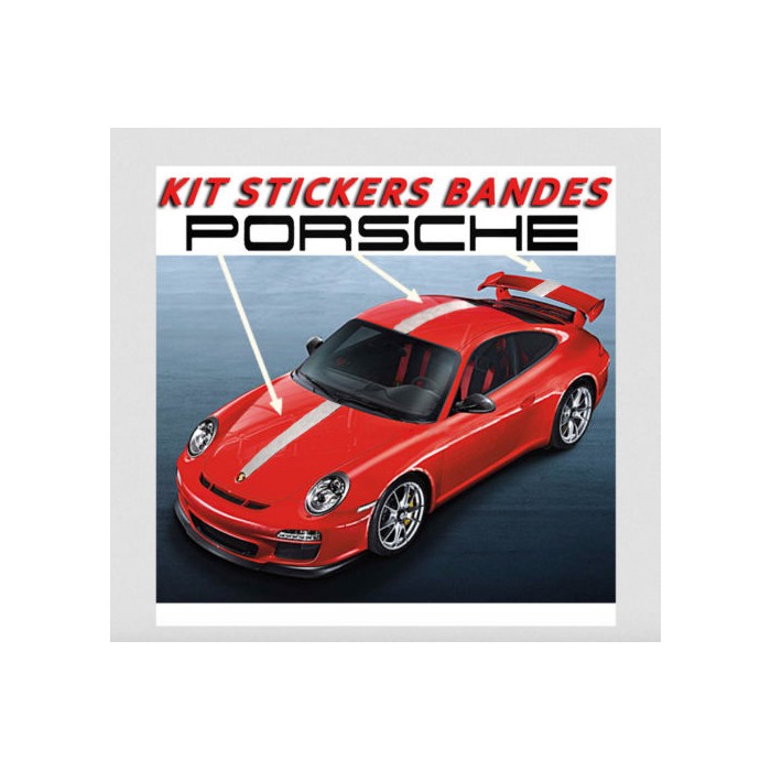 Kit stickers bandes Porsche -Noir BRILLANT