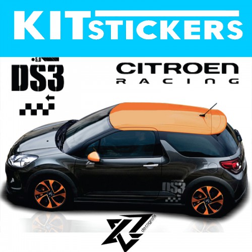Kit stickers véhicule Citroen DS3 couleur Bleu Cyan