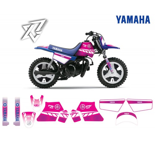 Stickers Kit deco Bleu pour moto cross Yamaha PW50 PW 50 Qualité Standard 