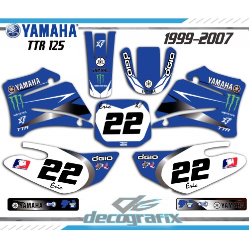 Deko-Set für YAMAHA motocross TTR-125 1999-2000-2001-2002-2003-2004-2005-2006-2007 Decografix