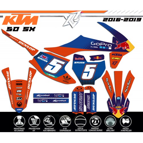 KIT DECO KTM SX50 ORANGE FEU TEAM KTM 2016-2017-2018-2019 decografix
