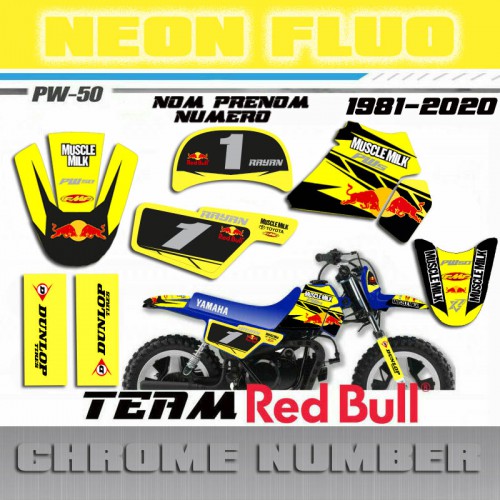 KIT DECO FLUO YAMAHA PW 50 PW50 50PW RED BULL