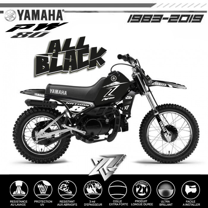 KIT DECO YAMAHA PW80 ALL BLACK Decografix